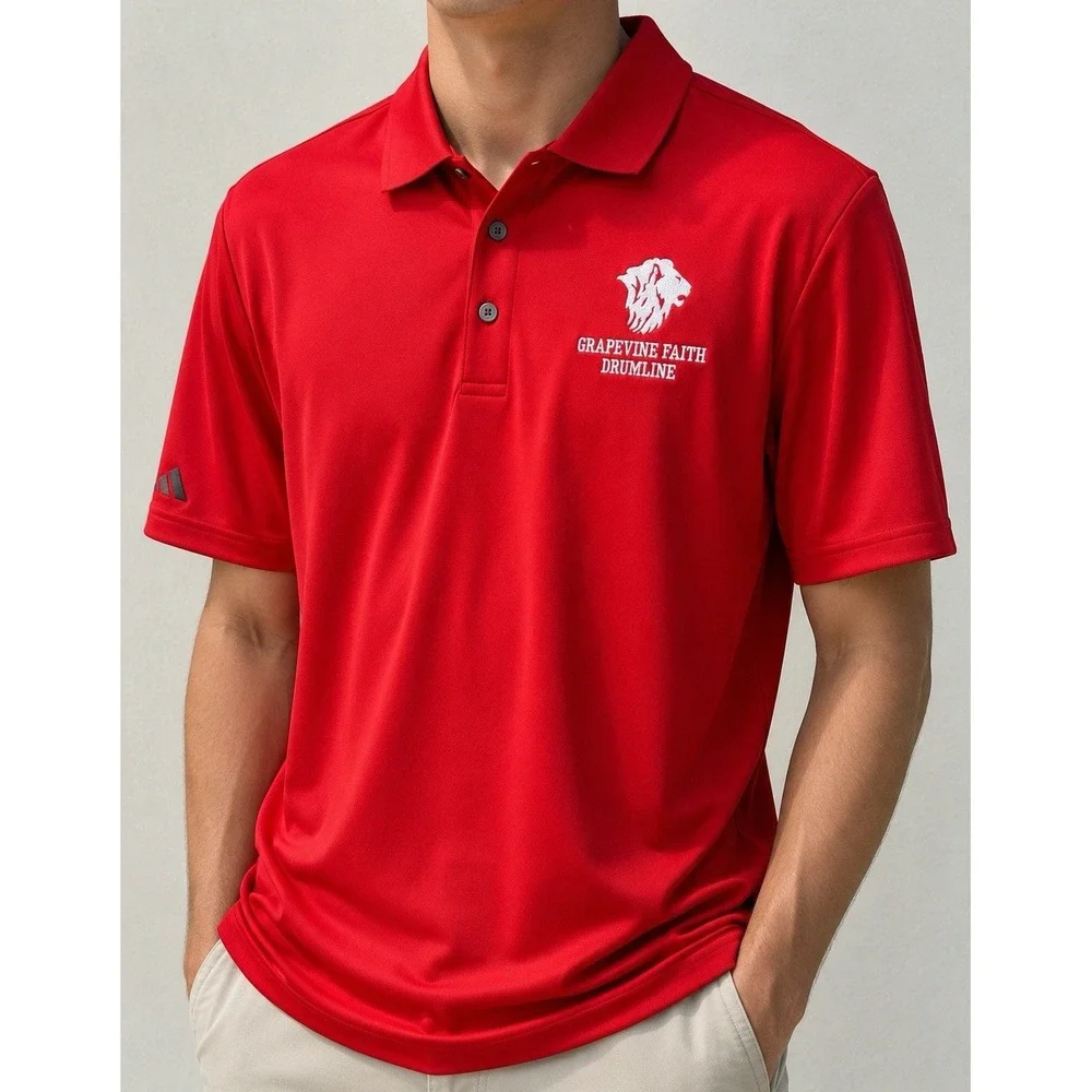 adidas Golf Men's Red Solid Short Sleeve Collared Polo Embroidered Logo M
